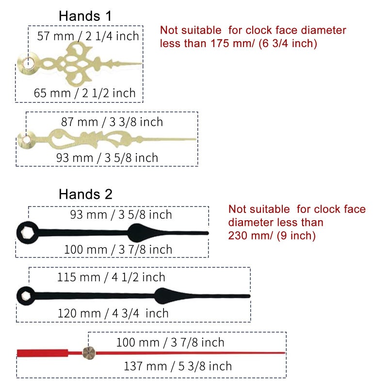 EMOON Clock Movement Mechanism Kit with 3 Pack Hands, Silent Sweep Quartz 12888 Motor, DIY Replacement for Custom Clock - Image 3